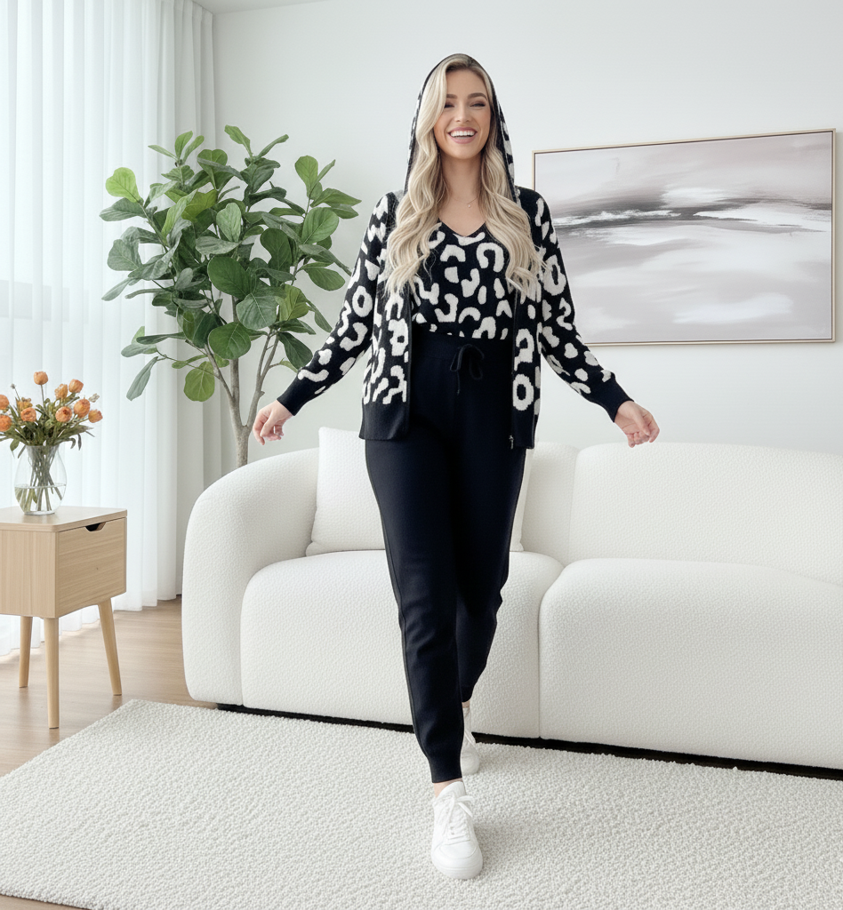 Suzain  Knitted Three-Piece loungewear Co-Ord Set