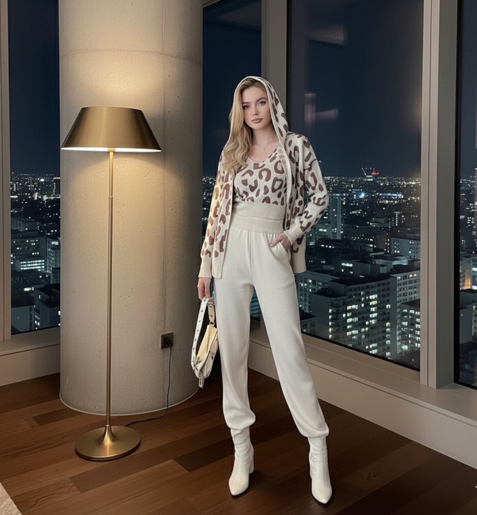 Suzain  Knitted Three-Piece loungewear Co-Ord Set