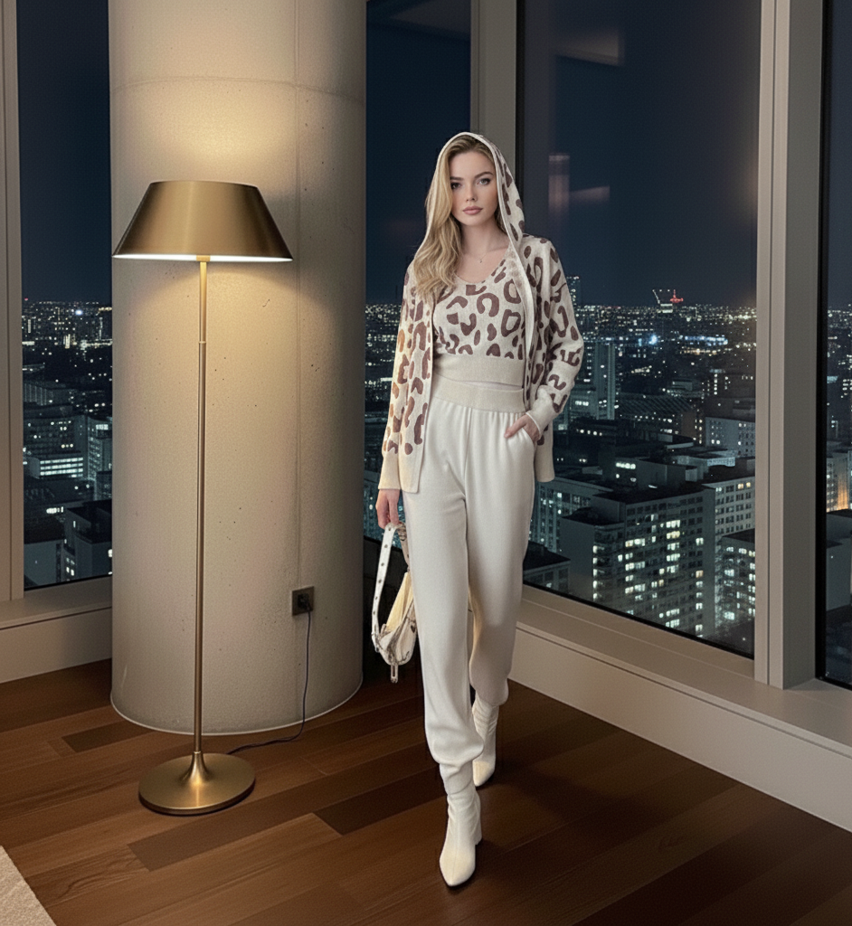 Suzain  Knitted Three-Piece loungewear Co-Ord Set