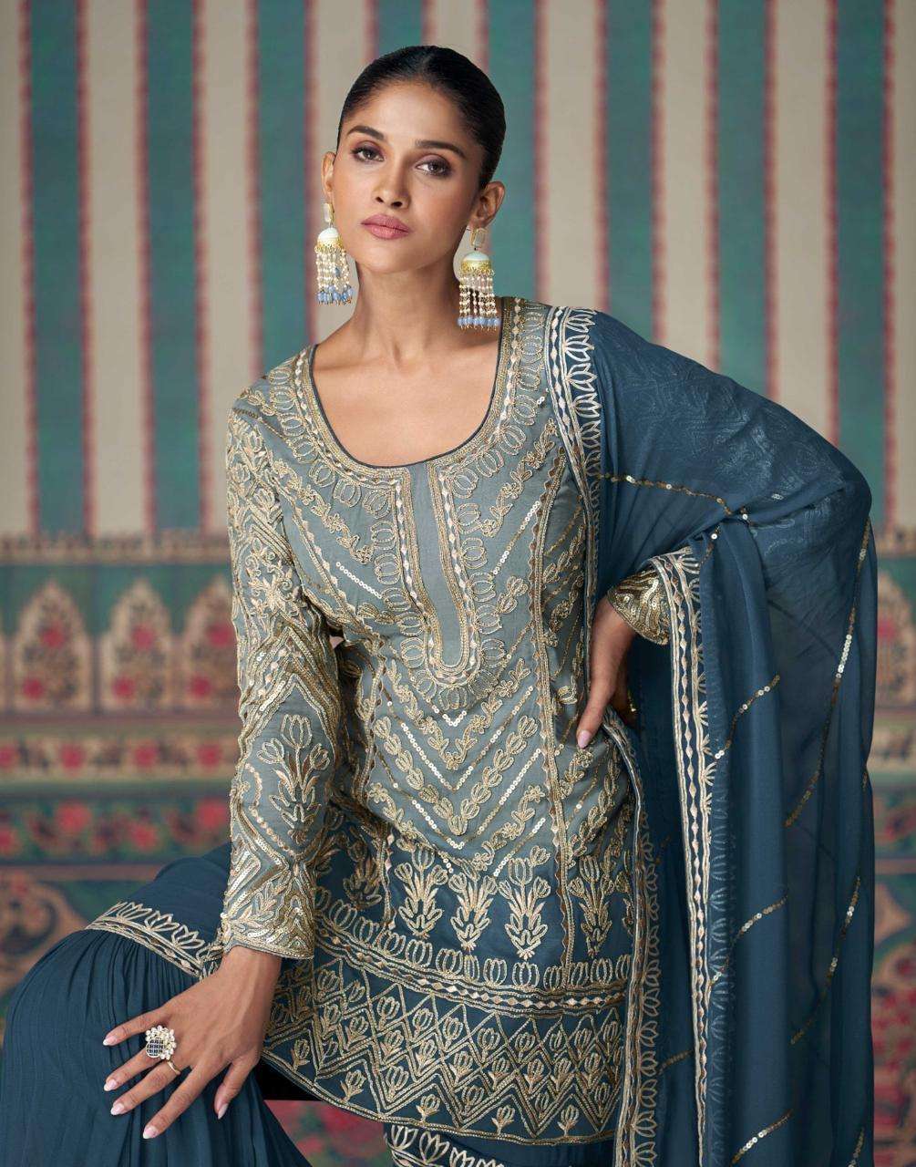 Heavy Elegant Designer Party Wear Sharara Suit