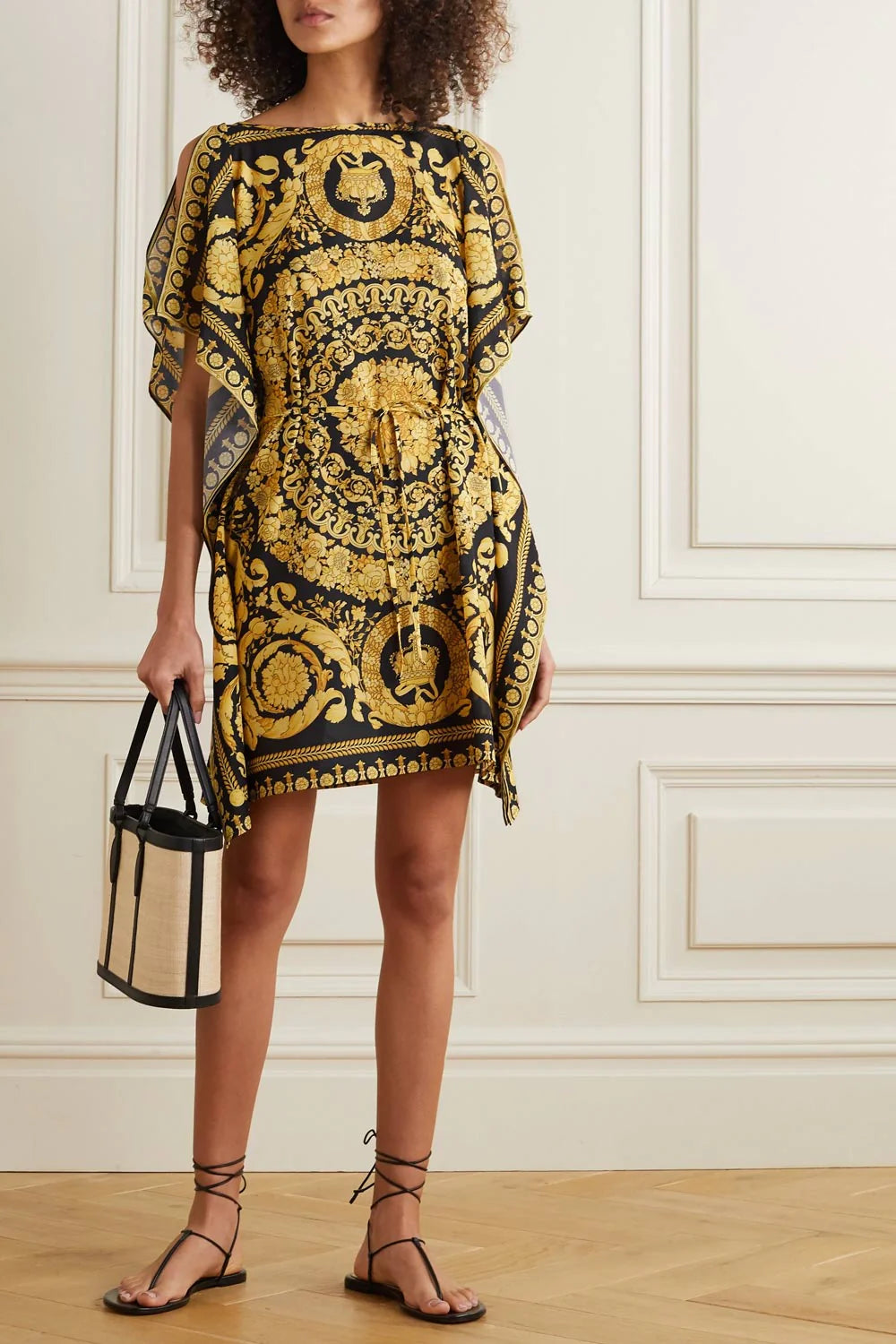 Mustard Printed Premium Short Kaftan