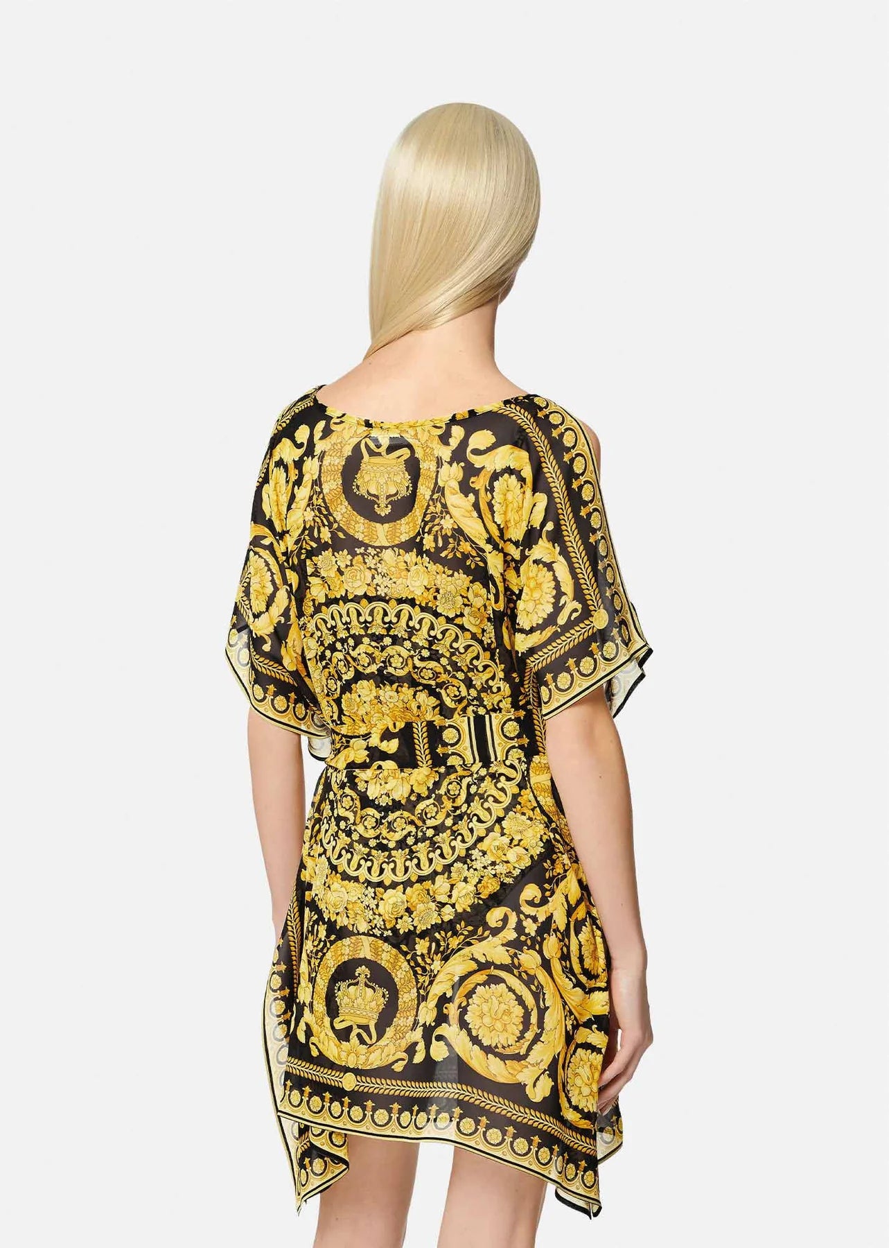 Mustard Printed Premium Short Kaftan