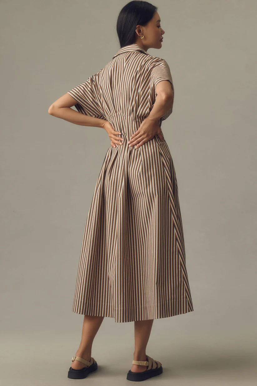 The Tobie Button-Front Pleated Shirt Dress