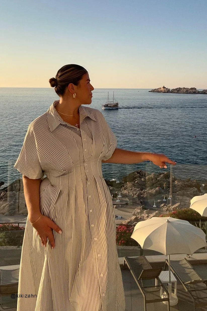 The Tobie Button-Front Pleated Shirt Dress