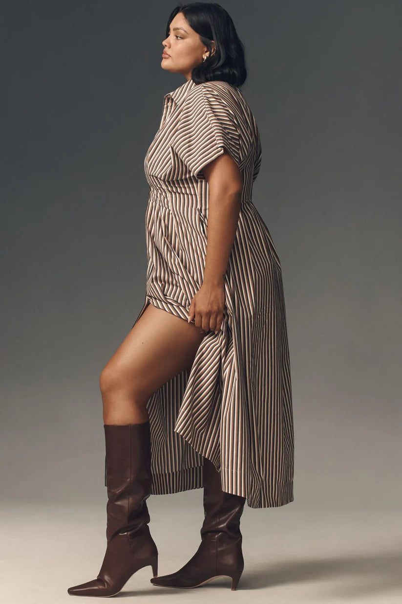 The Tobie Button-Front Pleated Shirt Dress