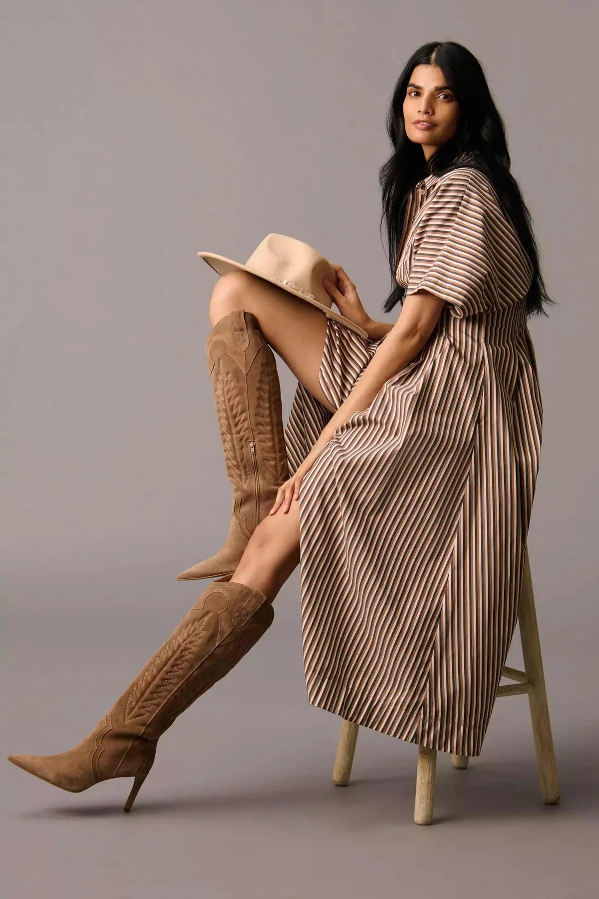 The Tobie Button-Front Pleated Shirt Dress