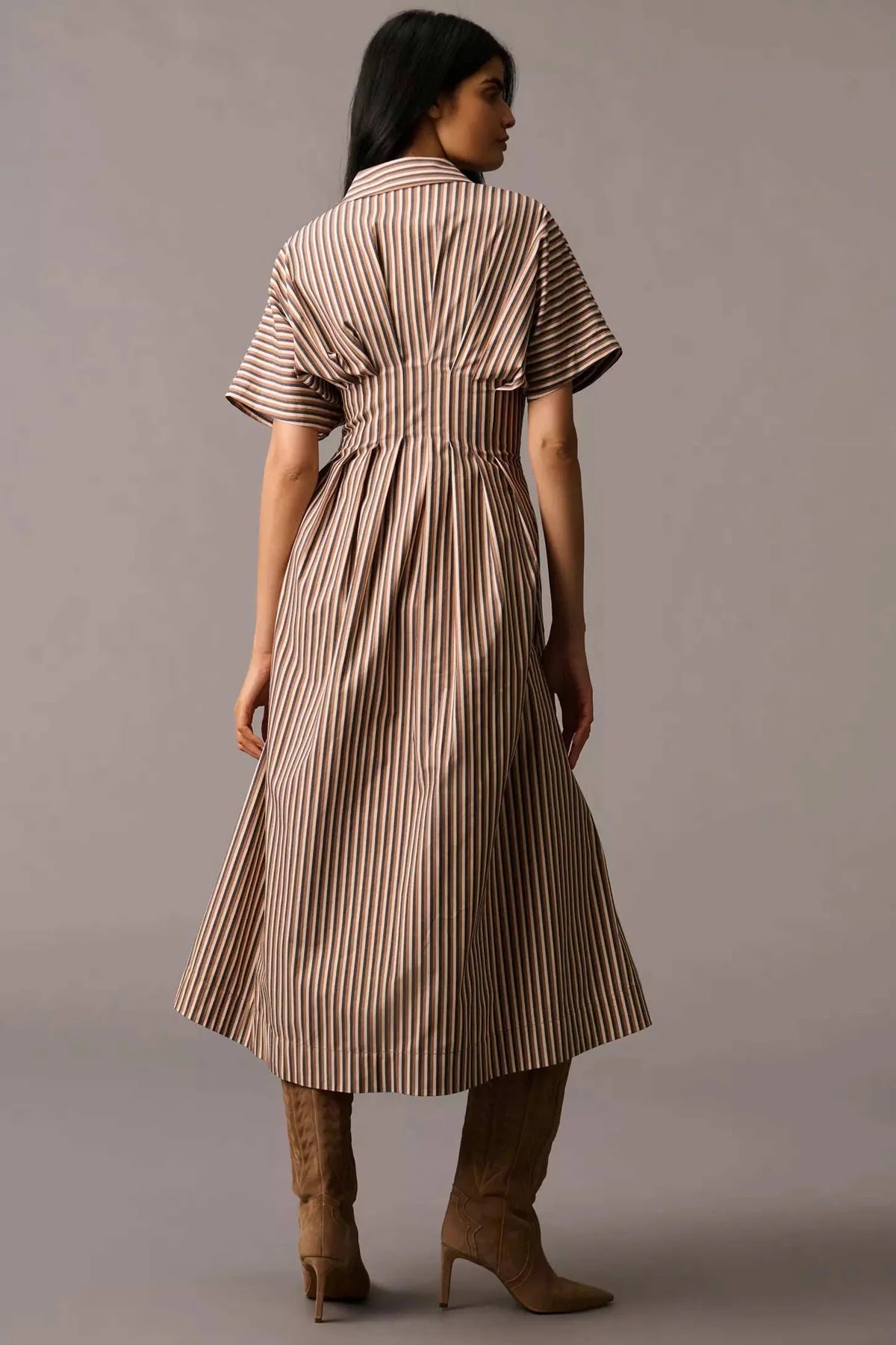 The Tobie Button-Front Pleated Shirt Dress