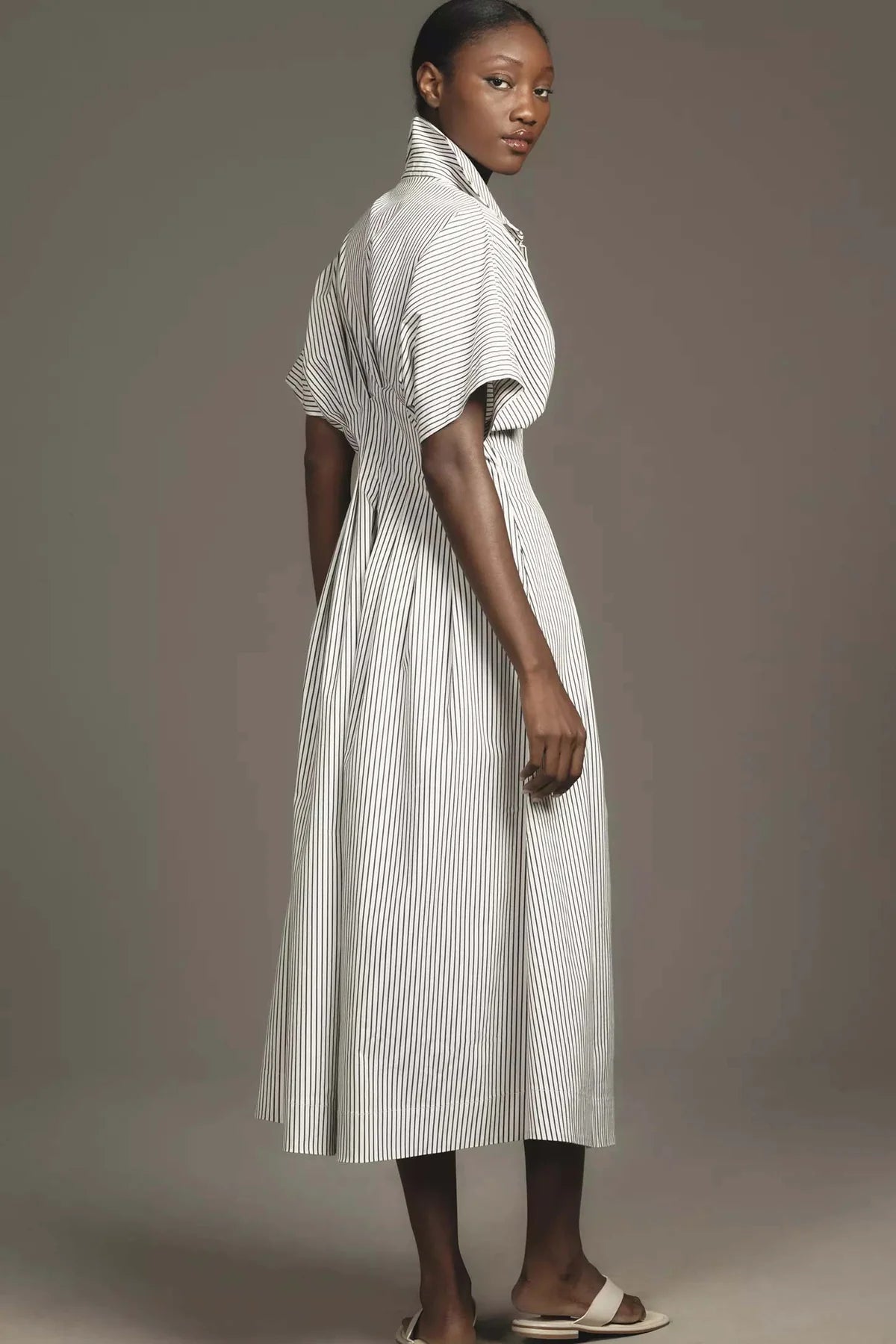 The Tobie Button-Front Pleated Shirt Dress