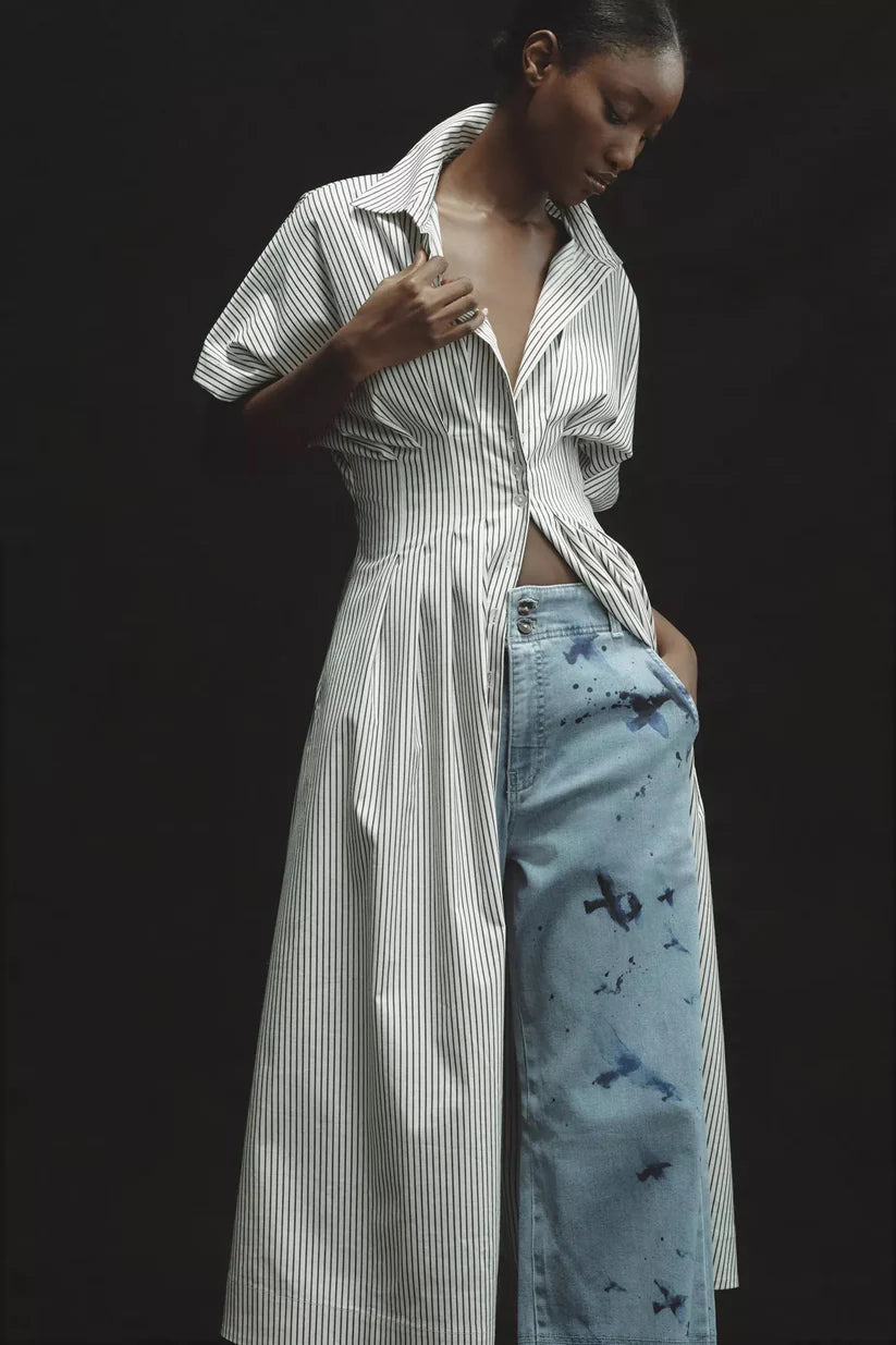 The Tobie Button-Front Pleated Shirt Dress