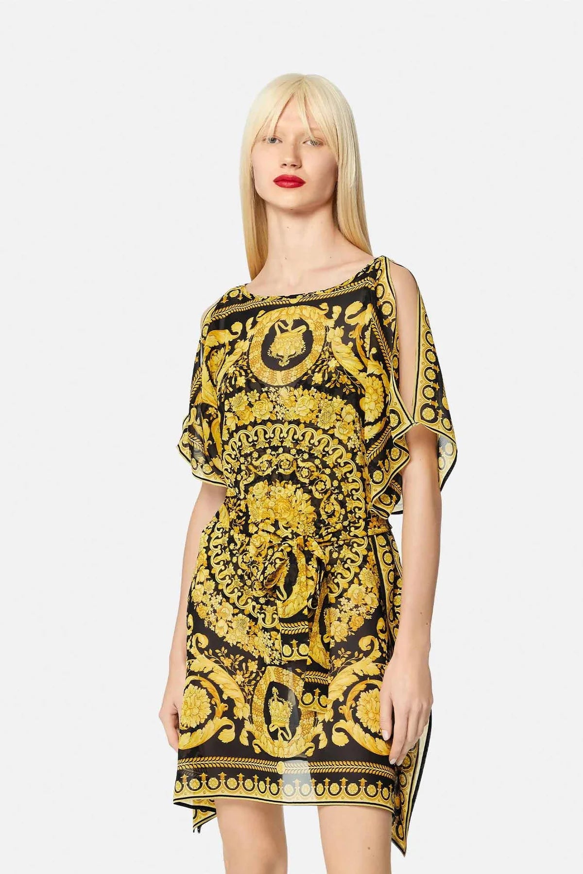Mustard Printed Premium Short Kaftan