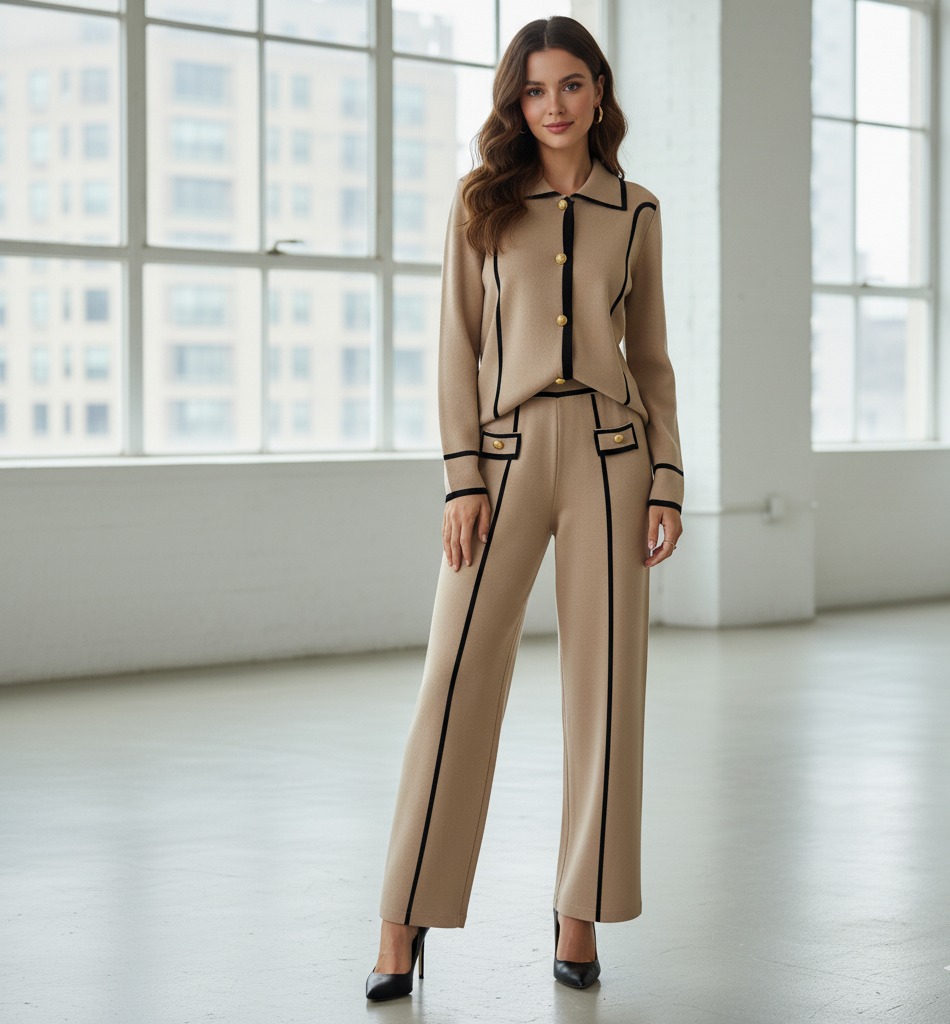 Lettie bouclé Style High-Waisted Two-Piece Knitted Cor-Ord Set