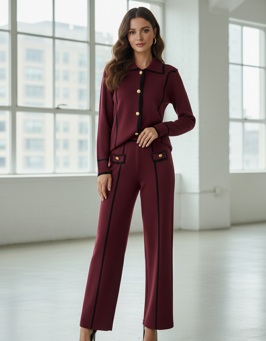 Lettie bouclé Style High-Waisted Two-Piece Knitted Cor-Ord Set