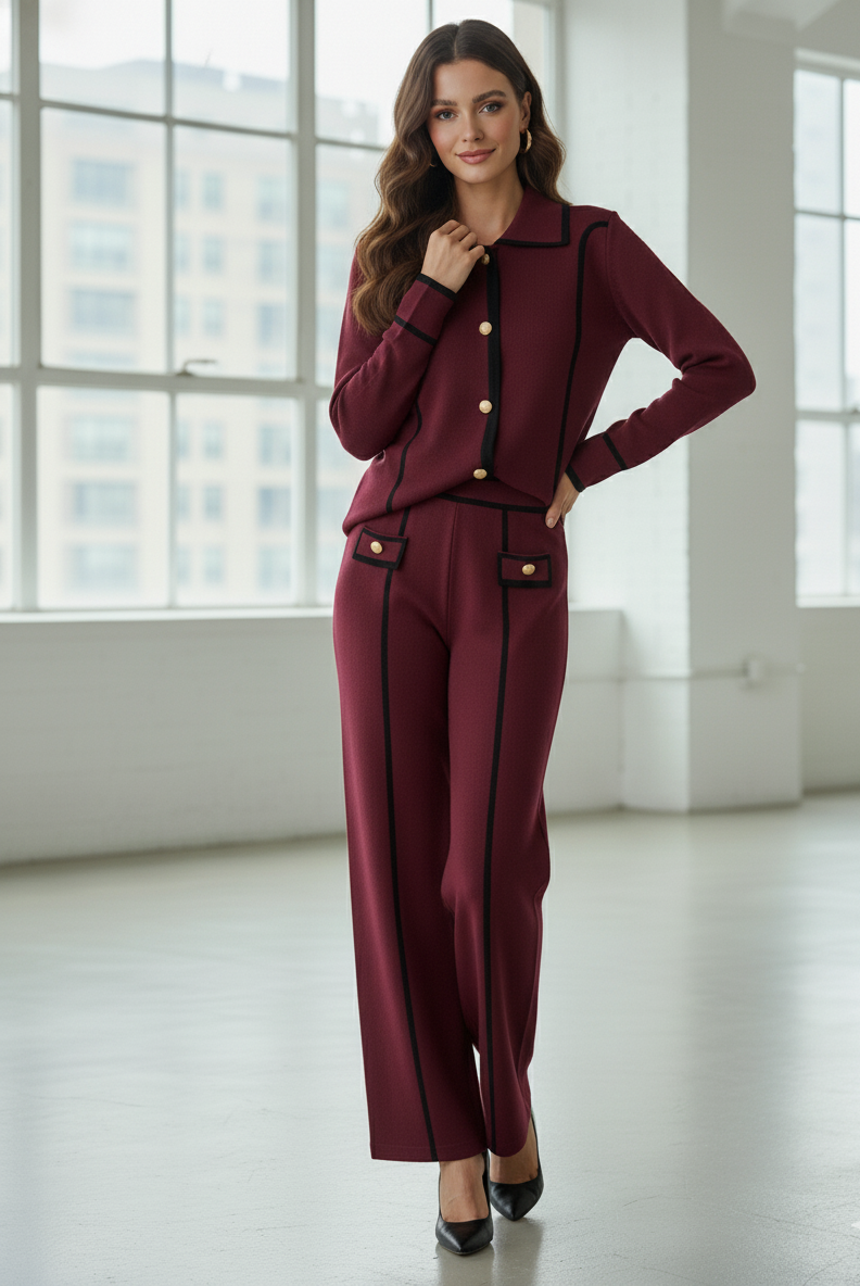 Lettie bouclé Style High-Waisted Two-Piece Knitted Cor-Ord Set