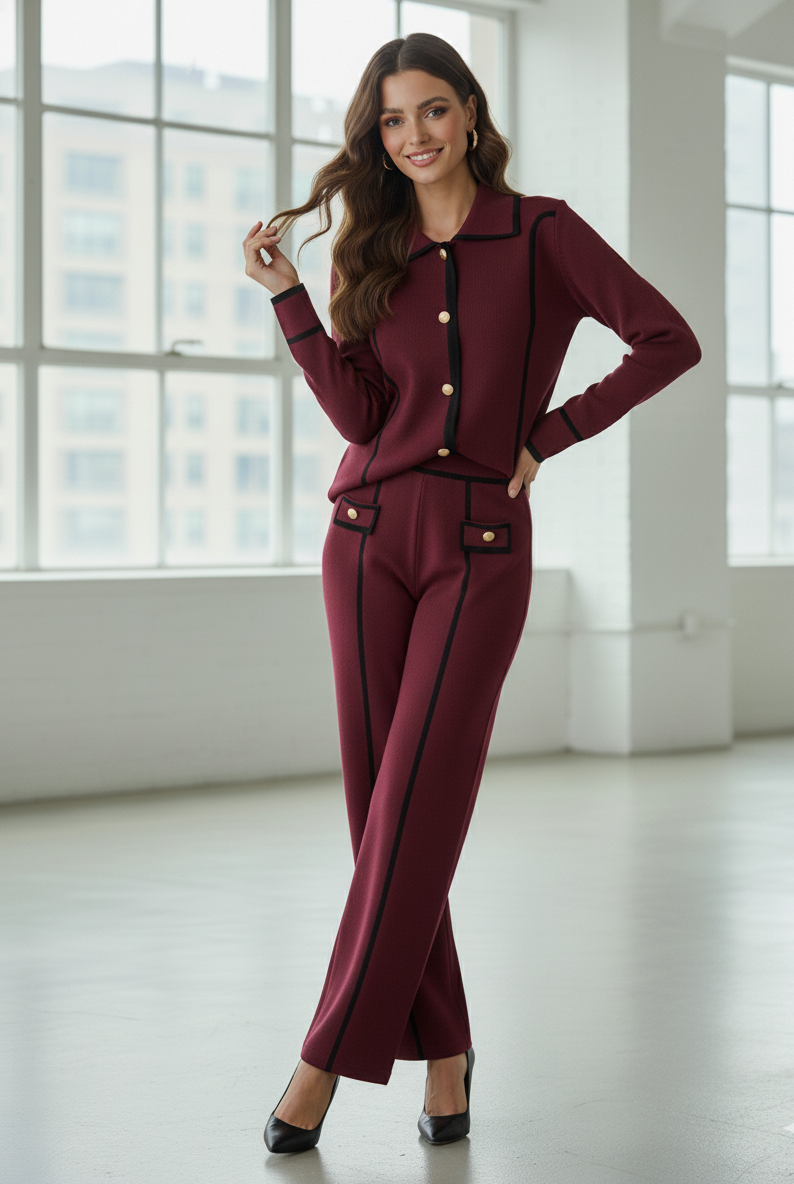 Lettie bouclé Style High-Waisted Two-Piece Knitted Cor-Ord Set