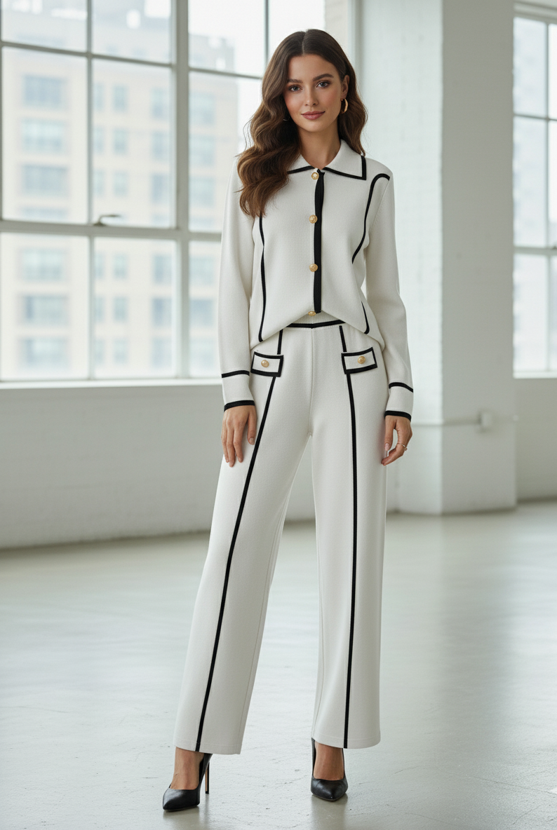 Lettie bouclé Style High-Waisted Two-Piece Knitted Cor-Ord Set