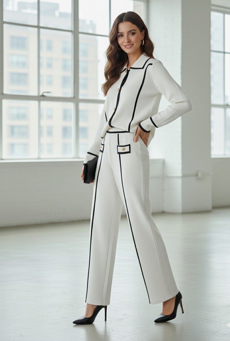 Lettie bouclé Style High-Waisted Two-Piece Knitted Cor-Ord Set