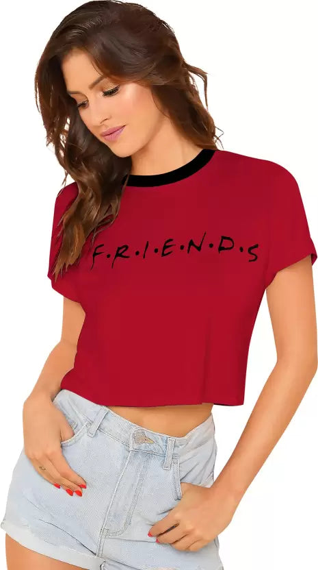 Casual Regular Sleeves Printed Women Red Top