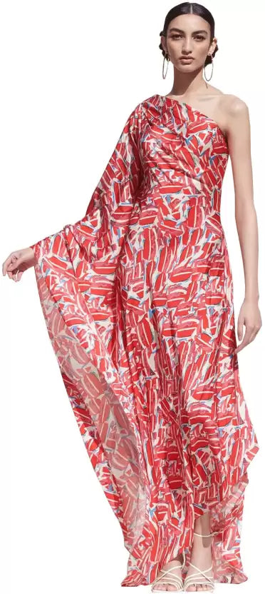 Geometric Print Satin Blend Women Kaftan